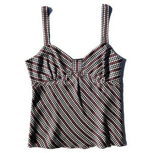 Ann Taylor LOFT Black Multi Geometric Circle Print Sleeveless Blouse